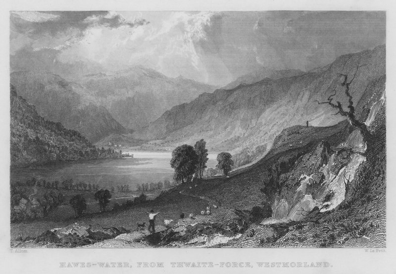 Hawes-Water, de Thwaite-Force, Westmorland (gravura) de Thomas (after) Allom