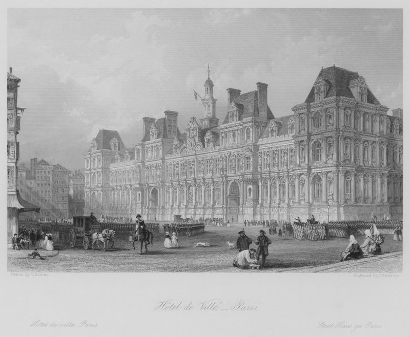 Hotel de Ville, Paris (gravura) de Thomas (after) Allom