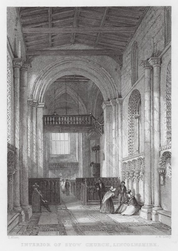 Interior de Stow Church, Lincolnshire (gravura) de Thomas (after) Allom