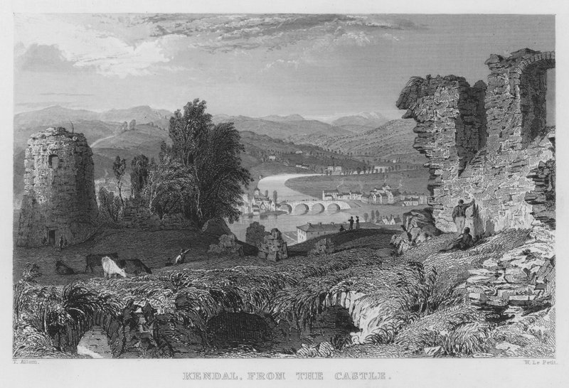 Kendal, do Castelo (gravura) de Thomas (after) Allom