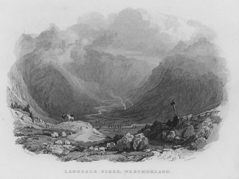 Langdale Pikes, Westmorland (gravura) de Thomas (after) Allom
