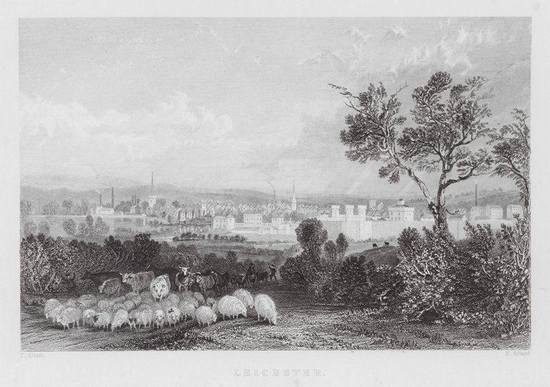 Leicester (gravura) de Thomas (after) Allom