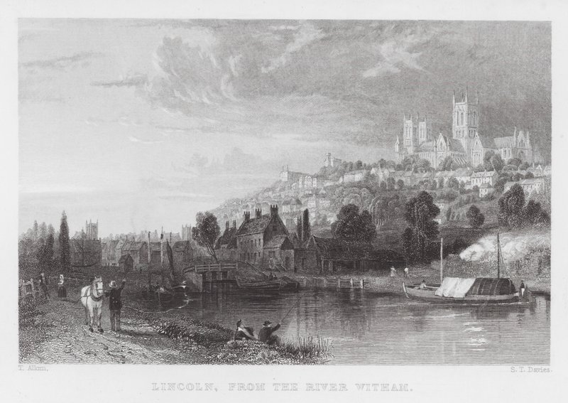 Lincoln, do rio Witham (gravura) de Thomas (after) Allom