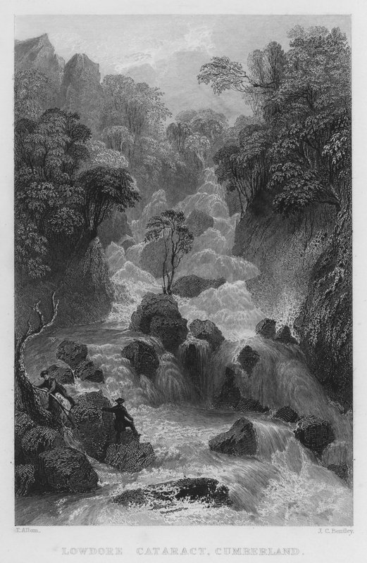 Lowdore Cataract, Cumberland (gravura) de Thomas (after) Allom