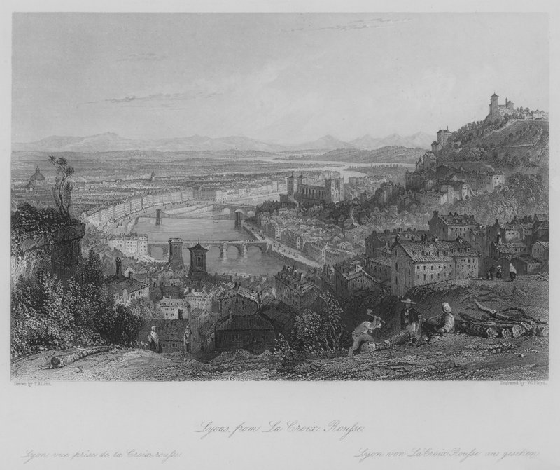Lyons, de La Croix Rousse (gravura) de Thomas (after) Allom