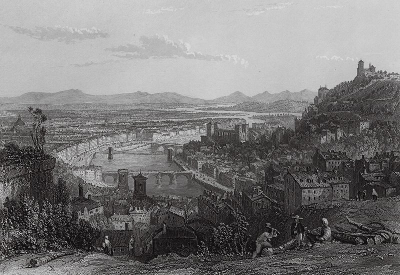 Lyon, a partir de La Croix Rousse (gravura) de Thomas (after) Allom