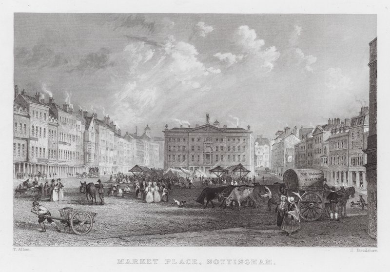Market Place, Nottingham (gravura) de Thomas (after) Allom