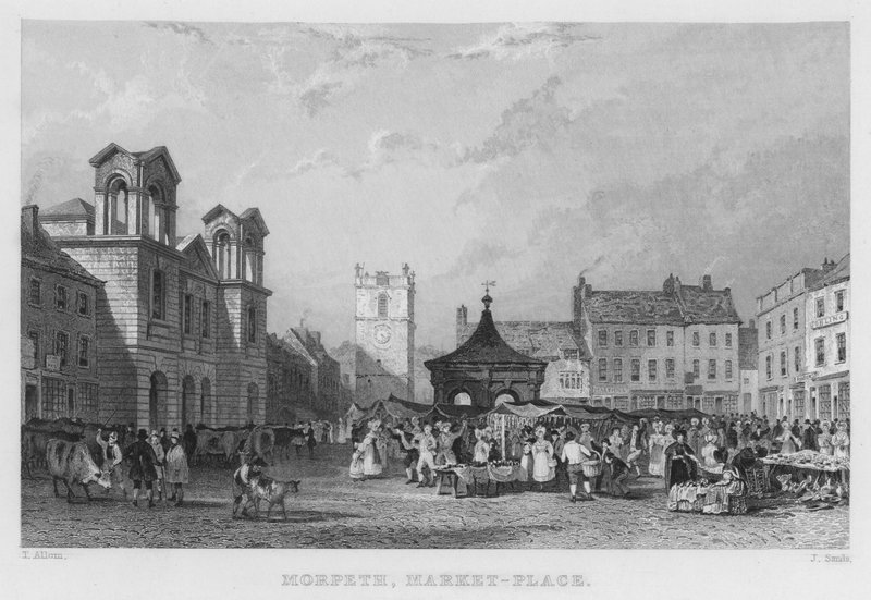 Morpeth, Market-Place (gravura) de Thomas (after) Allom