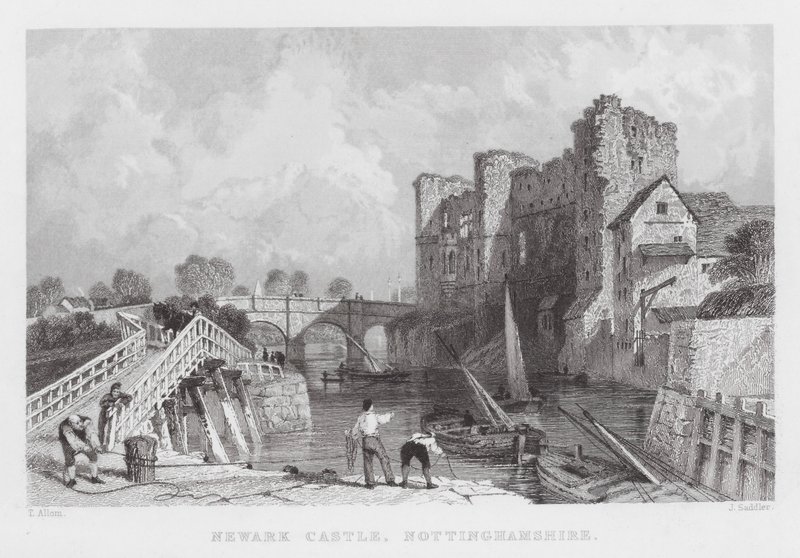 Castelo de Newark, Nottinghamshire (gravura) de Thomas (after) Allom