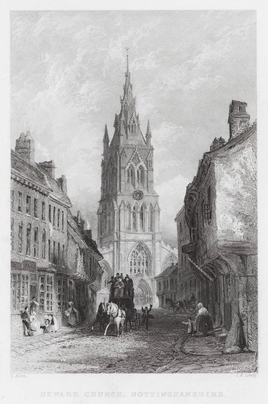 Igreja de Newark, Nottinghamshire (gravura) de Thomas (after) Allom
