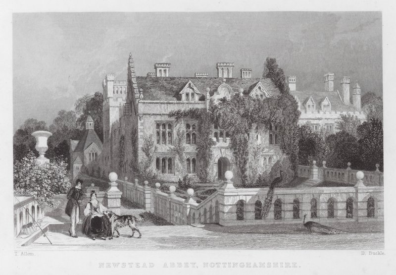 Newstead Abbey, Nottinghamshire (gravura) de Thomas (after) Allom