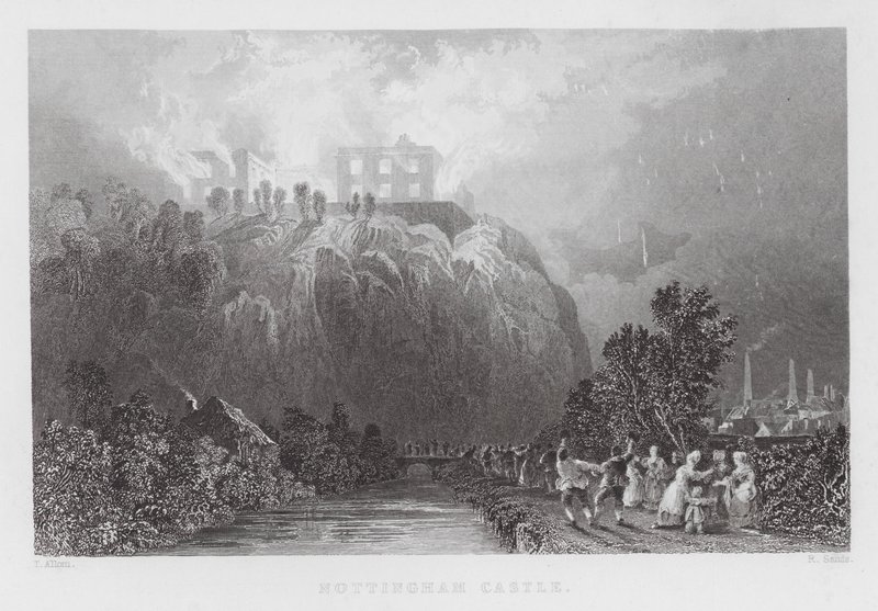 Castelo de Nottingham (gravura) de Thomas (after) Allom
