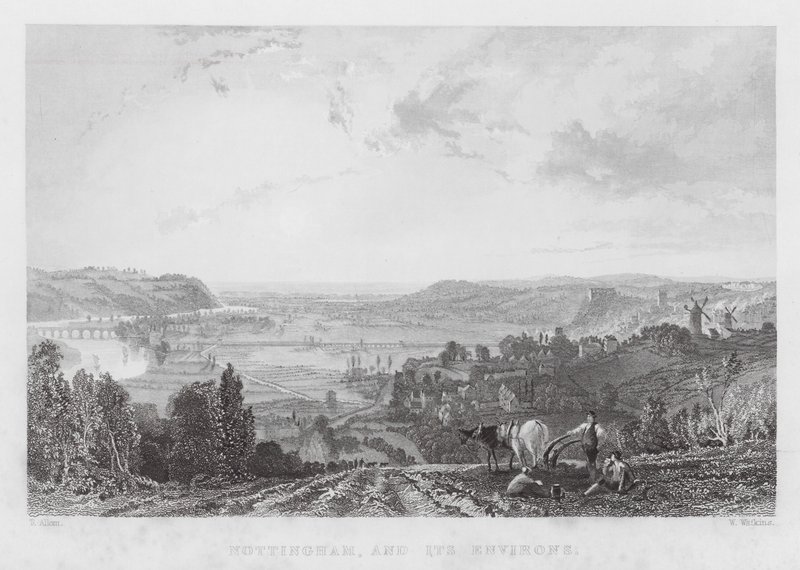 Nottingham, e seus arredores (gravura) de Thomas (after) Allom
