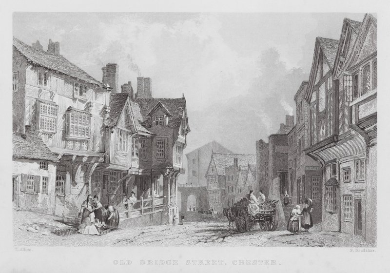 Old Bridge Street, Chester (gravura) de Thomas (after) Allom