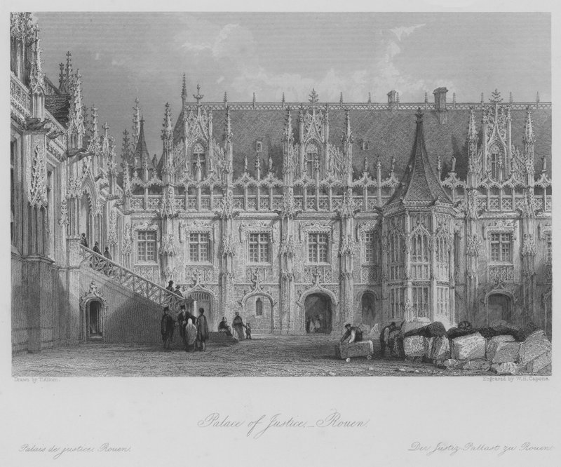 Palácio da Justiça, Rouen (gravura) de Thomas (after) Allom