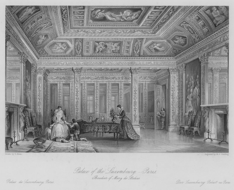 Palácio do Luxemburgo, Paris, Boudoir de Mary de Medicis (gravura) de Thomas (after) Allom