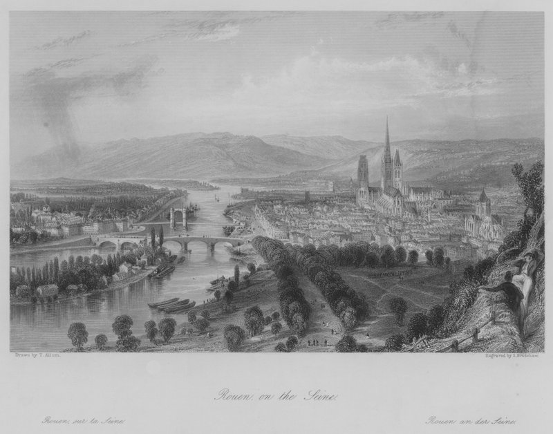 Rouen, no Sena (gravura) de Thomas (after) Allom