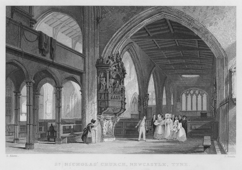 Igreja de São Nicolau, Newcastle, Tyne (gravura) de Thomas (after) Allom