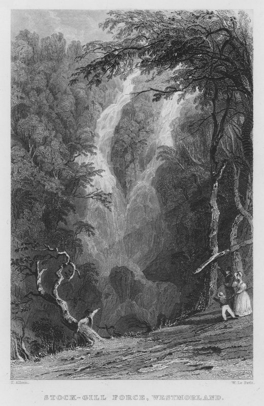 Stock-Gill Force, Westmorland (gravura) de Thomas (after) Allom