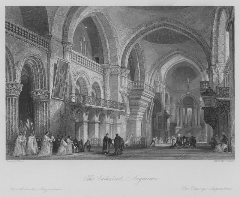 A Catedral, Angouleme (gravura) de Thomas (after) Allom