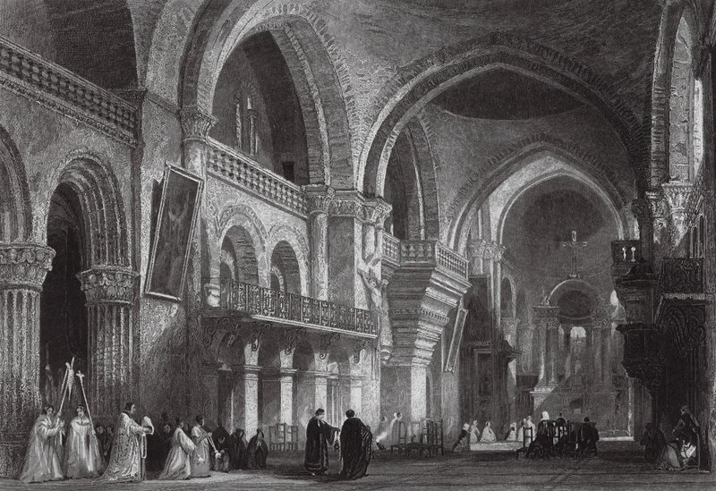 A Catedral de Angouleme (gravura) de Thomas (after) Allom