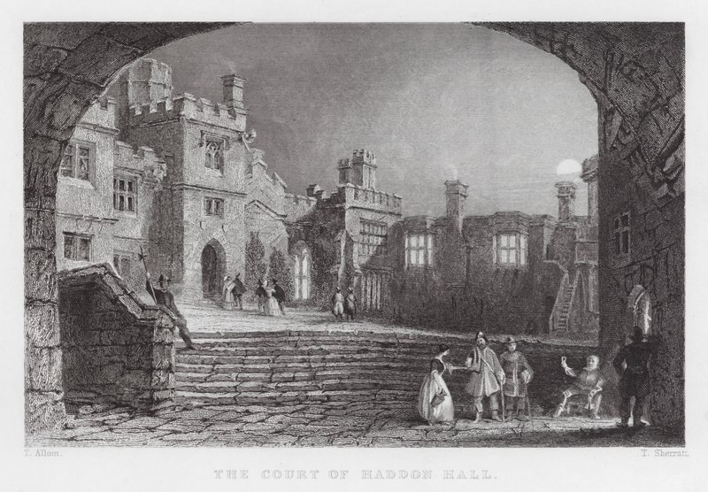 A Corte de Haddon Hall (gravura) de Thomas (after) Allom