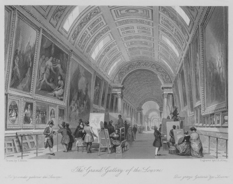 A Grande Galeria do Louvre (gravura) de Thomas (after) Allom