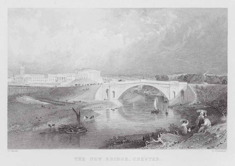 A Nova Ponte, Chester (gravura) de Thomas (after) Allom