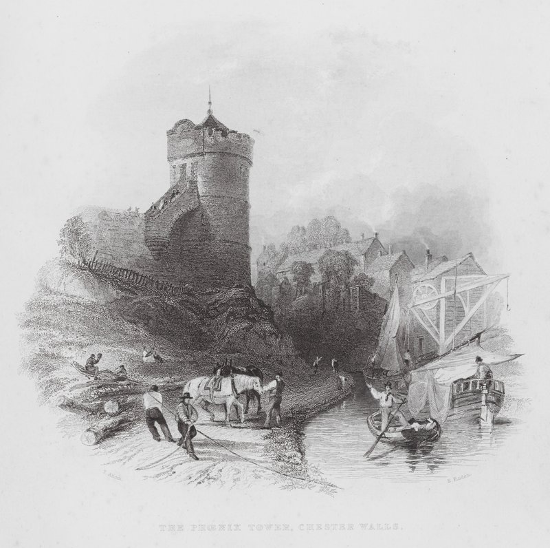 A Torre Phoenix, Chester Walls (gravura) de Thomas (after) Allom