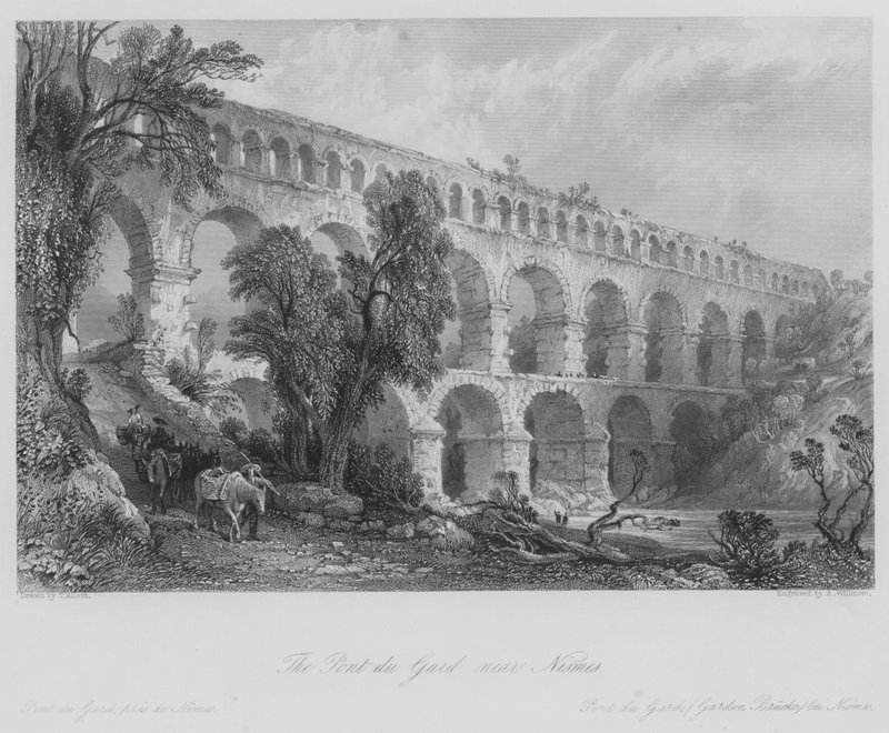 A Pont du Gard, perto de Nismes (gravura) de Thomas (after) Allom
