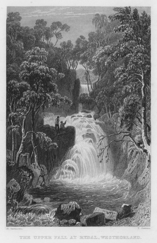 The Upper Fall at Rydal, Westmorland (gravura) de Thomas (after) Allom