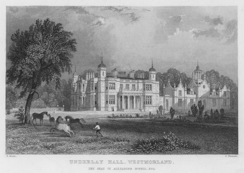 Underlay Hall, Westmorland, a sede de Alexander Nowell (gravura) de Thomas (after) Allom