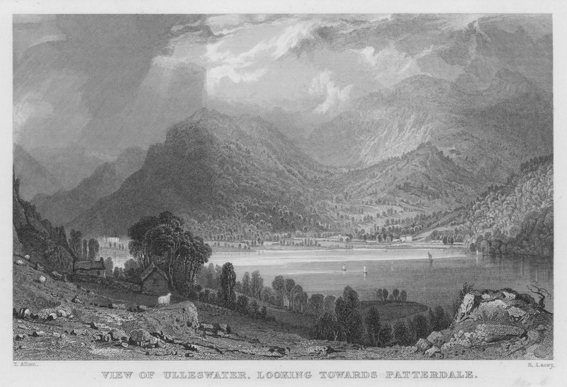 Vista de Ulleswater, olhando para Patterdale (gravura) de Thomas (after) Allom
