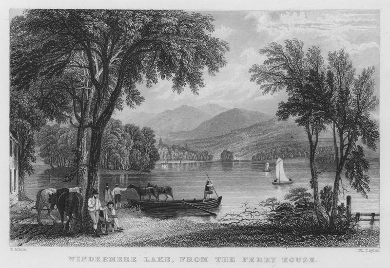 Lago Windermere, da Ferry House (gravura) de Thomas (after) Allom