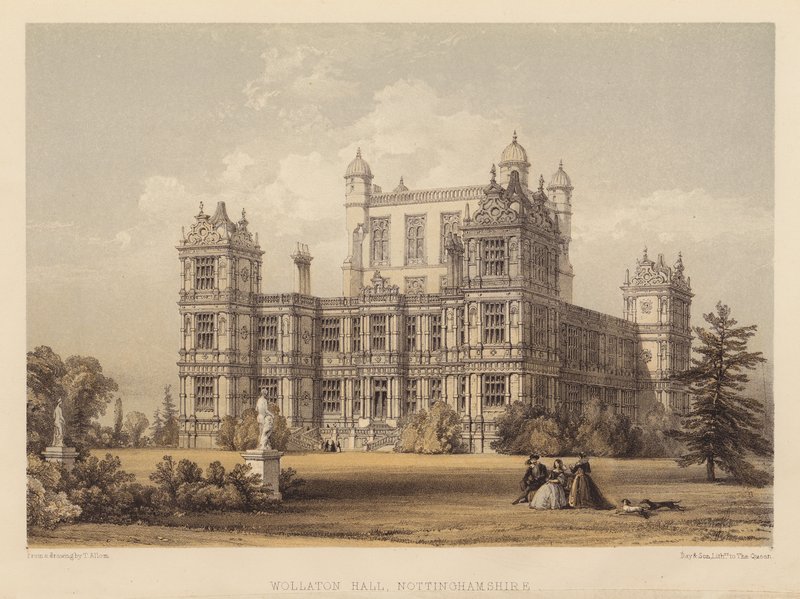Wollaton Hall, Nottinghamshire (aquatint) de Thomas (after) Allom