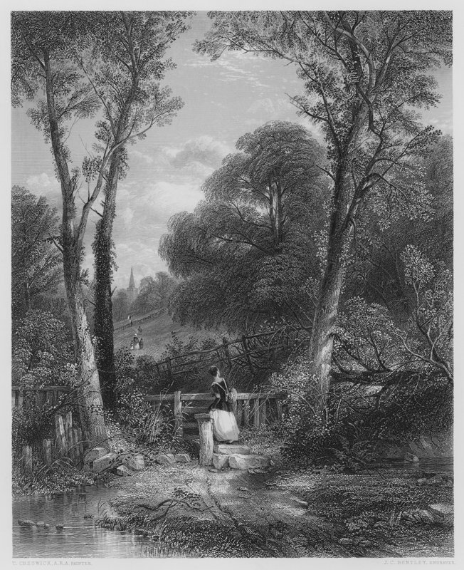 O Caminho para a Igreja, a partir da foto na Galeria Vernon (gravura) de Thomas (after) Creswick
