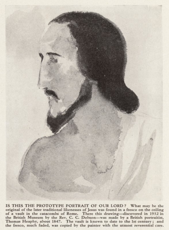 Retrato de Jesus Cristo das Catacumbas de Roma (litho) de Thomas (after) Heaphy