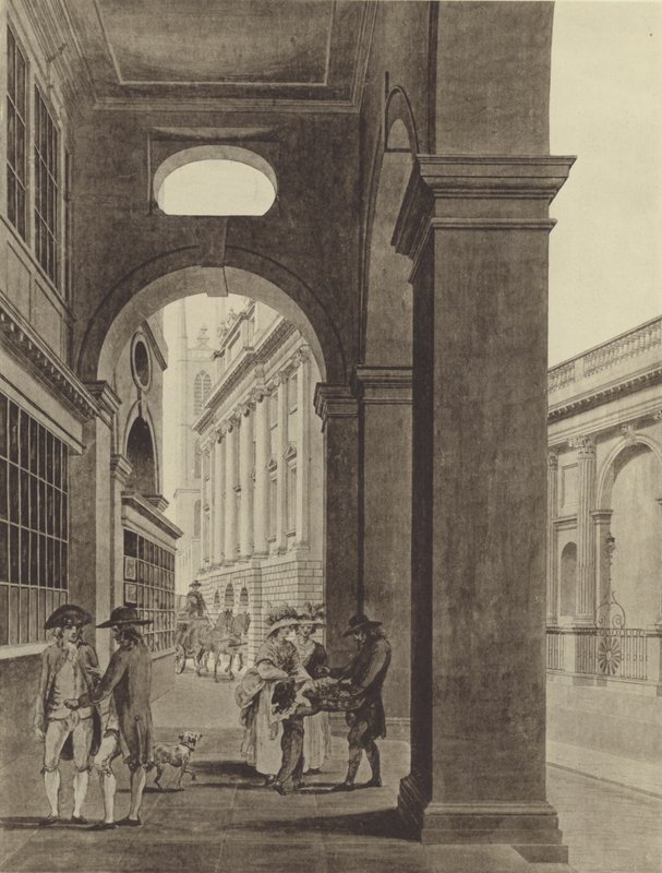 O Banco de Inglaterra da Royal Exchange Arcade de Thomas (after) Malton
