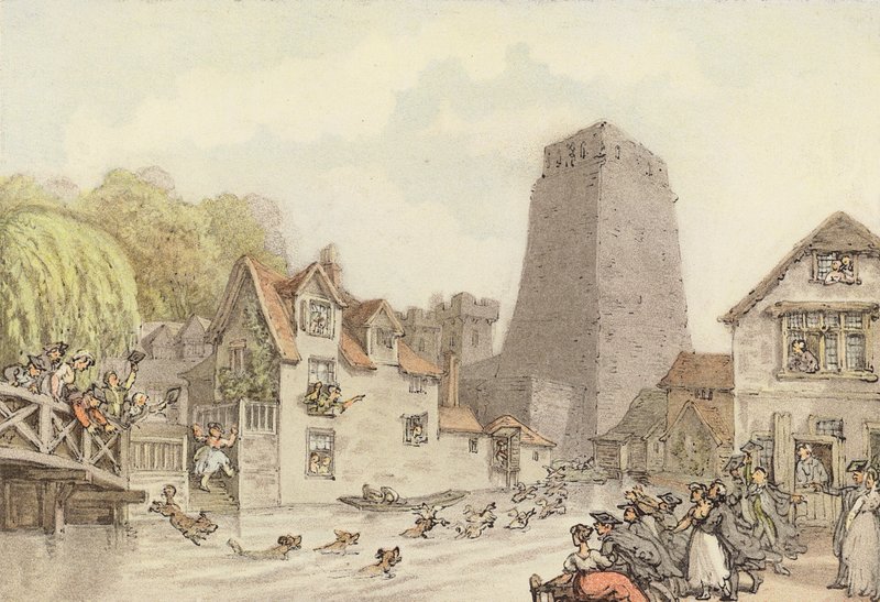 Uma Caça ao Pato (cor litho) de Thomas (after) Rowlandson