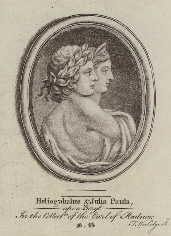 Heliogabalus, Imperador Romano e Imperatriz Júlia Paula (gravura) de Thomas (after) Worlidge