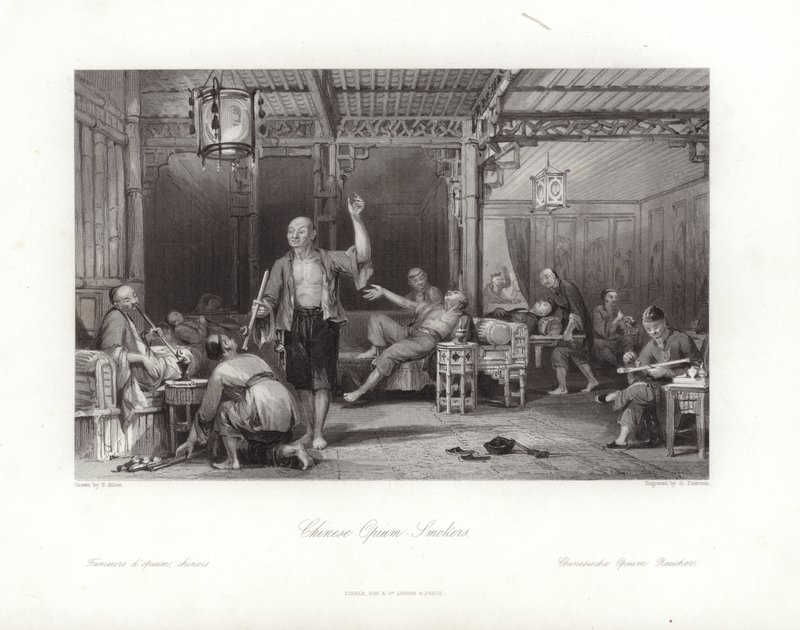 Fumeiros chineses do ópio de Thomas Allom