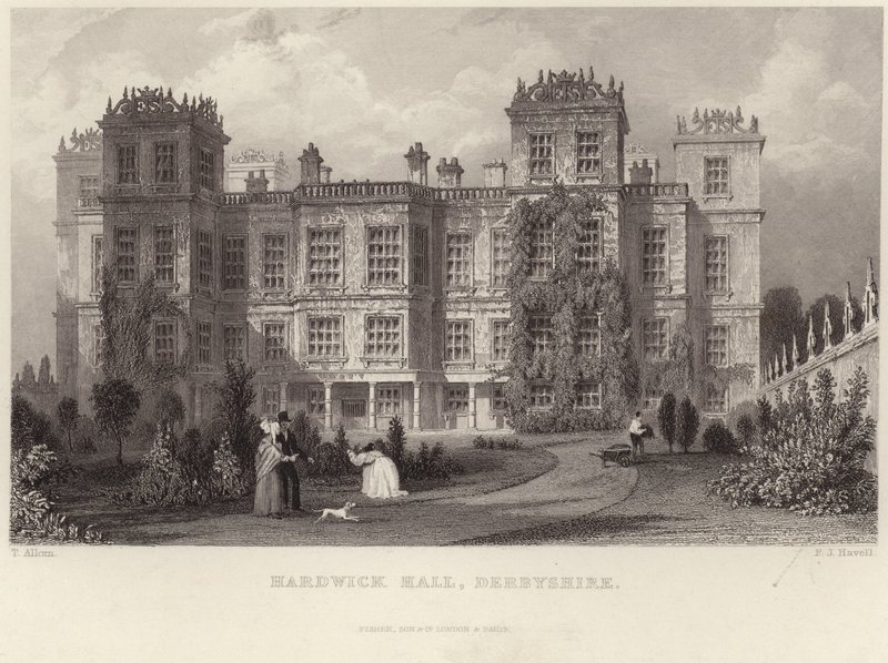 Hardwick Hall, em Derbyshire de Thomas Allom