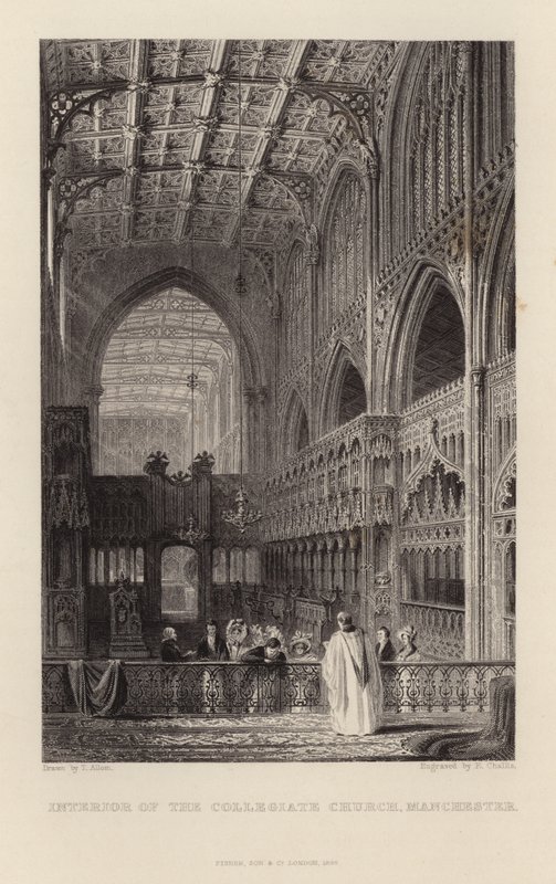 Interior, de, a, colegial, igreja, em, manchester de Thomas Allom