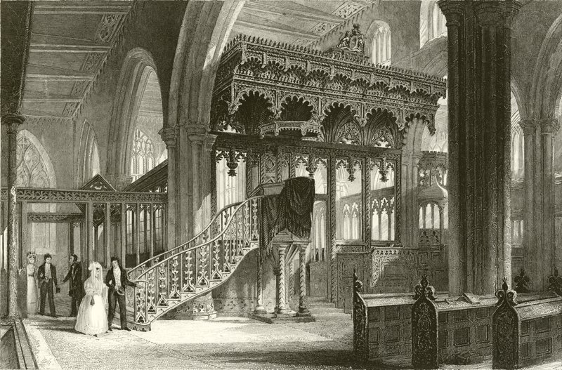 Igreja de Sefton, Lancashire de Thomas Allom