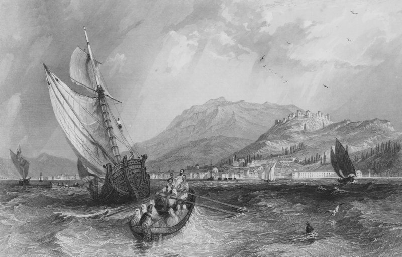 Esmirna, do porto, Ásia Menor de Thomas Allom