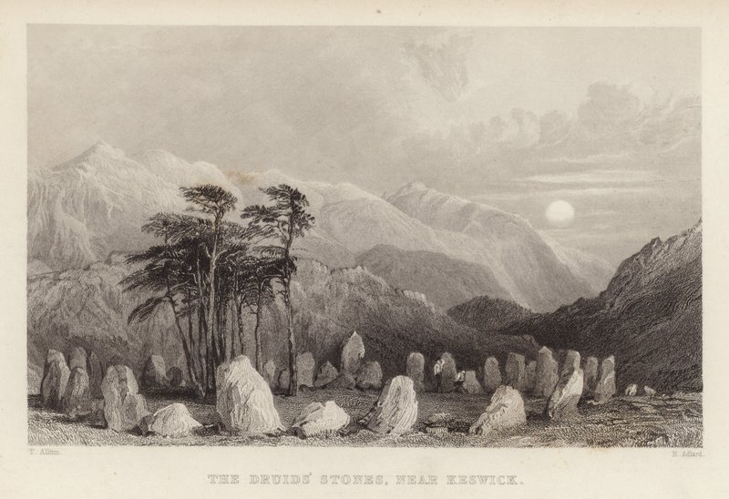 A pedra dos druidas perto de Keswick de Thomas Allom