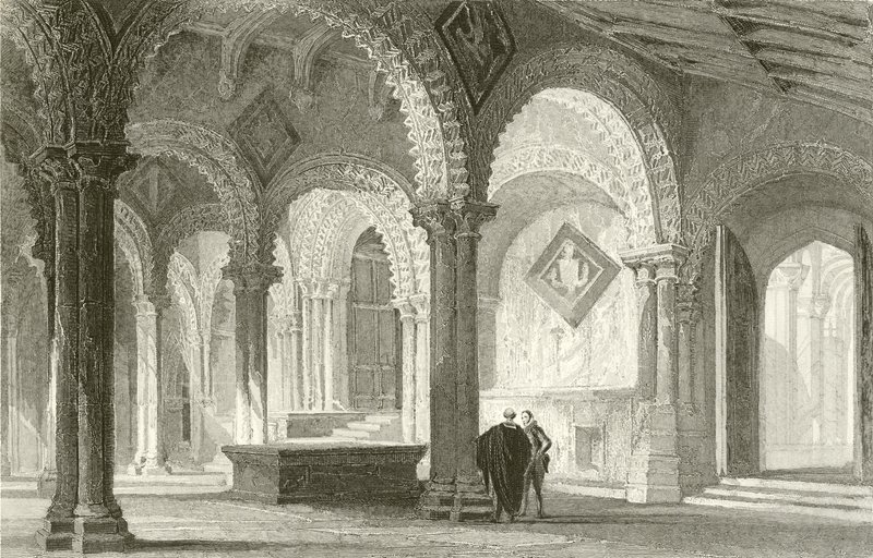 A, galilee, oeste, fim, de, durham, catedral de Thomas Allom