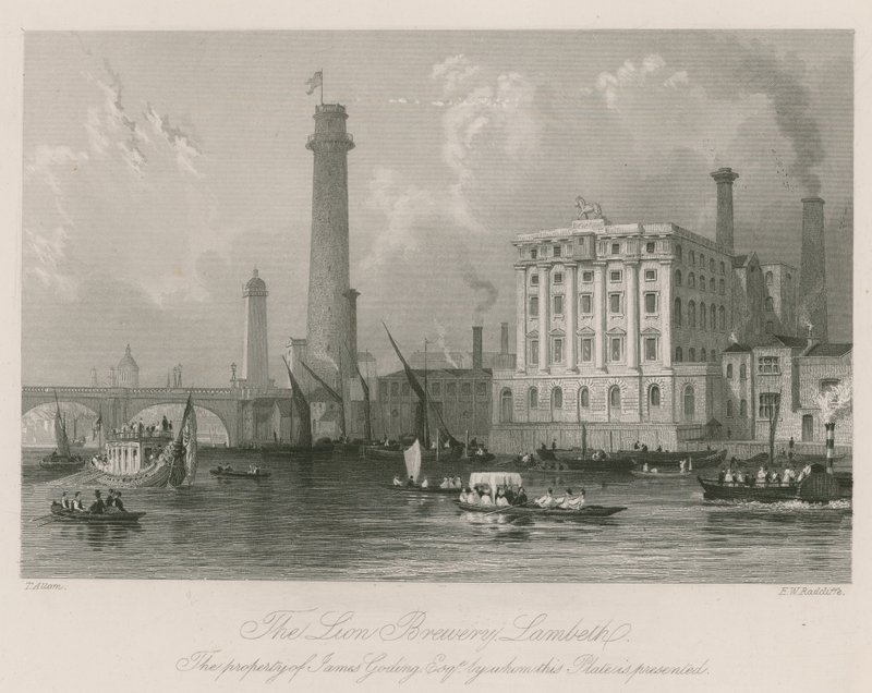 The Lion Brewery em Lambeth de Thomas Allom