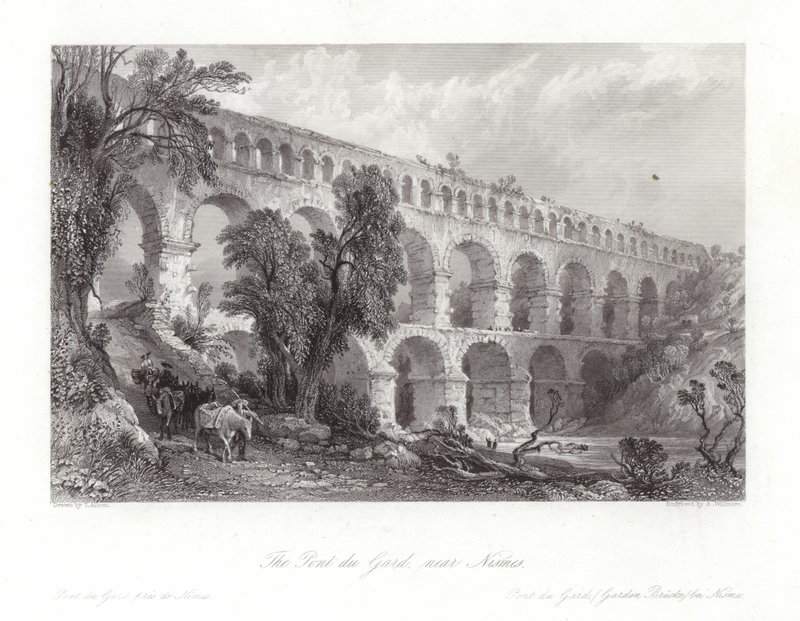 A Pont du Gard, perto de Nismes de Thomas Allom