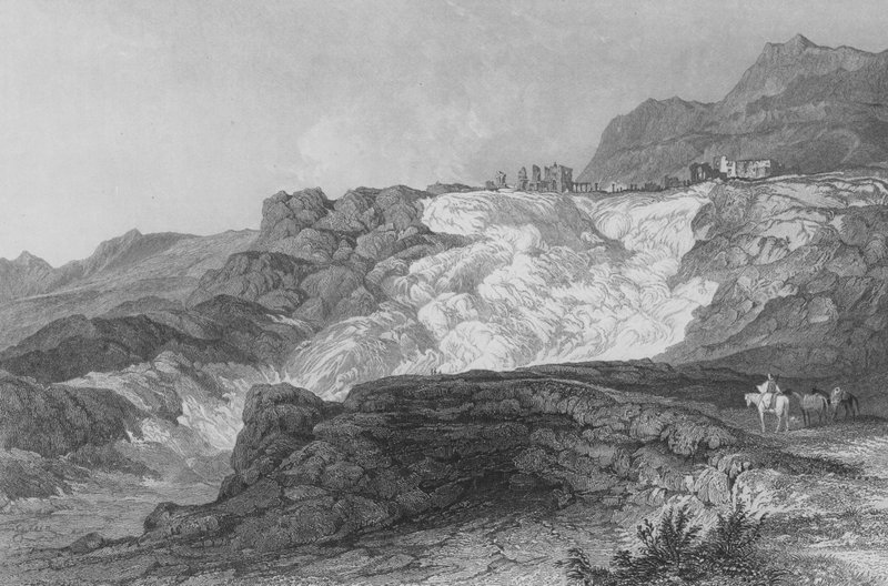 As Ruínas de Hierápolis, agora chamadas de Pambouk Kaleh, a caminho de Laodicéia de Thomas Allom